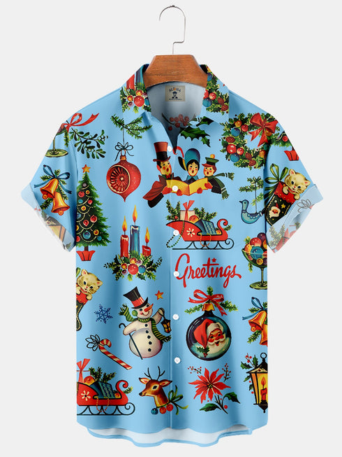 Men's Christmas Funny Graphic Short Sleeve Hawaiian Shirt